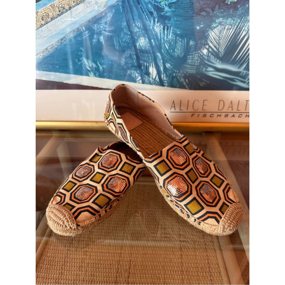 Tory Burch Printed Sequin Espadrille Flats Women’s US 9.5